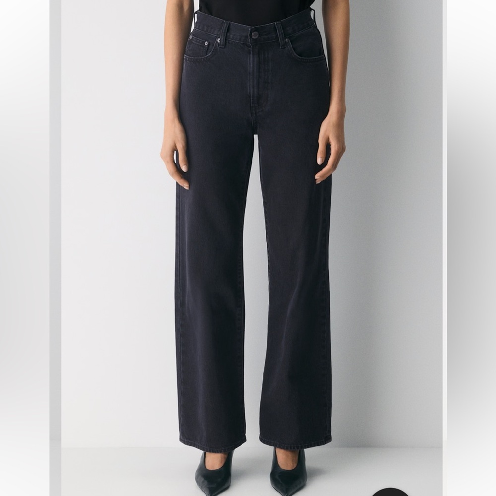 Aritzia Denim Forum The Farrah Hi-Rise Wide Jean 29 Black